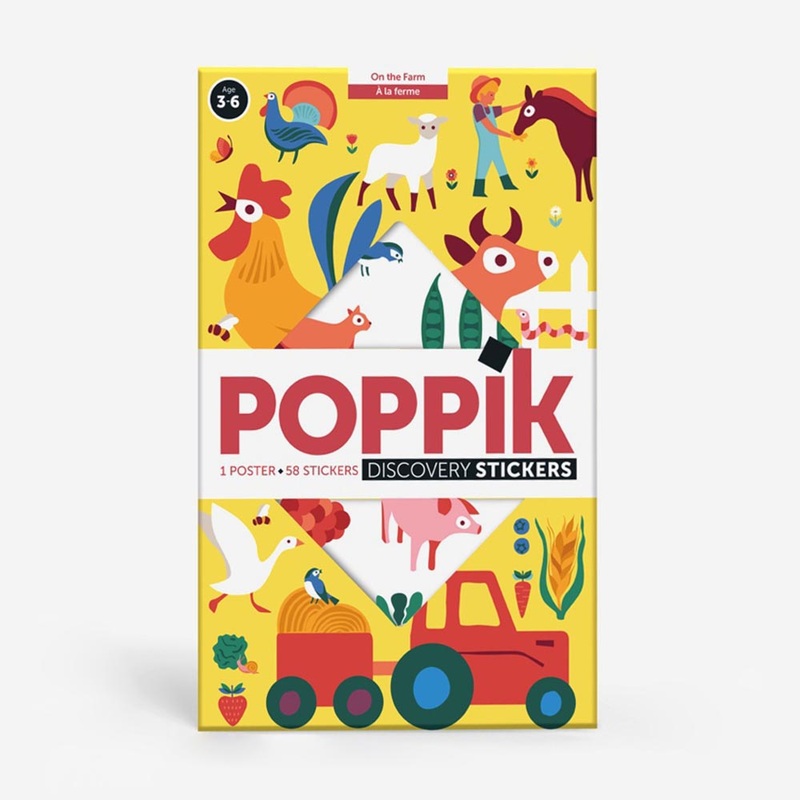 Poster pdagogique + 58 stickers : animaux de la ferme