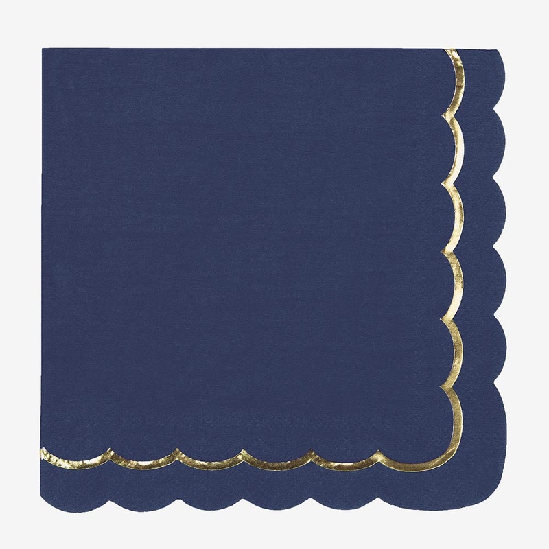 Serviettes en papier : 16 serviettes bleu marine