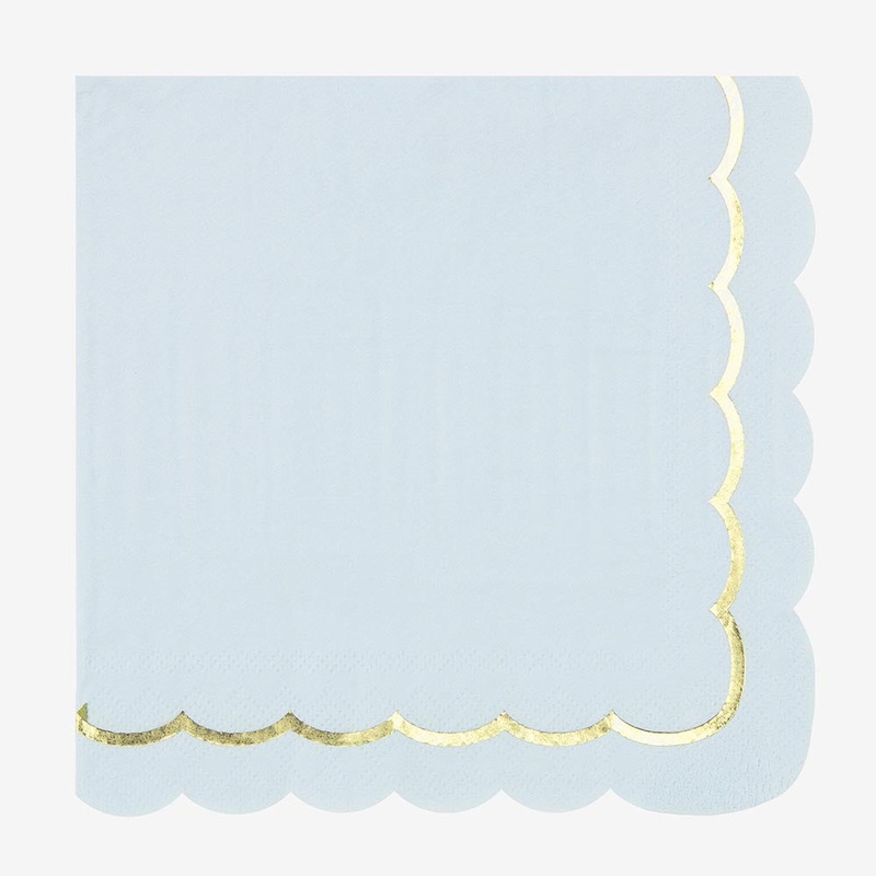 Serviettes en papier : 16 serviettes bleu pastel