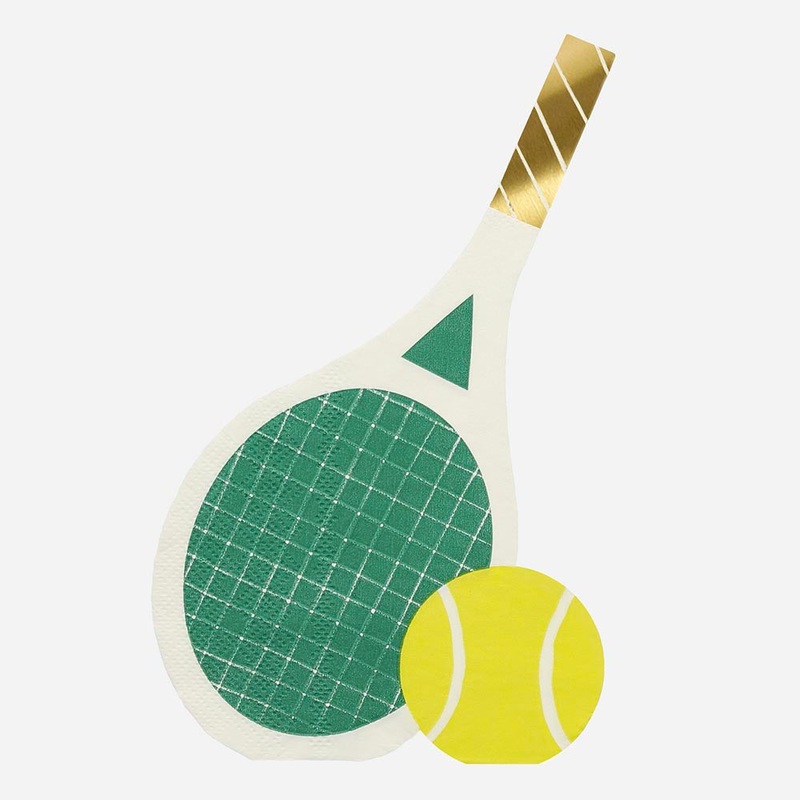 Serviettes en papier : 16 serviettes raquette de tennis