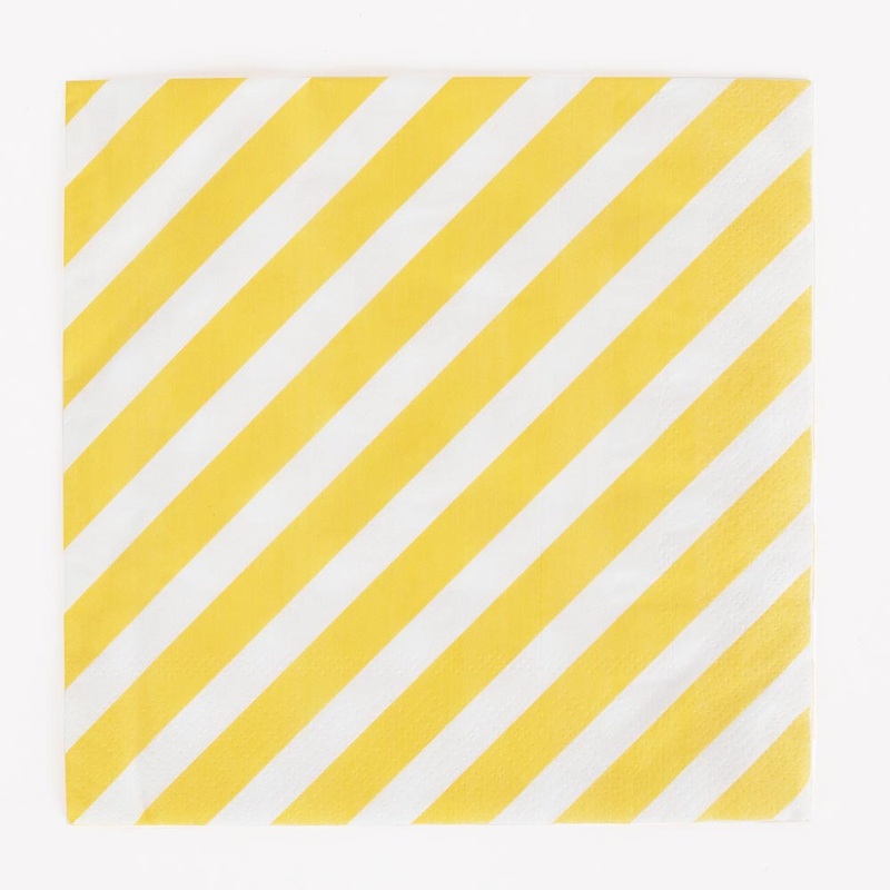Serviettes en papier : 20 serviettes diagonales jaunes
