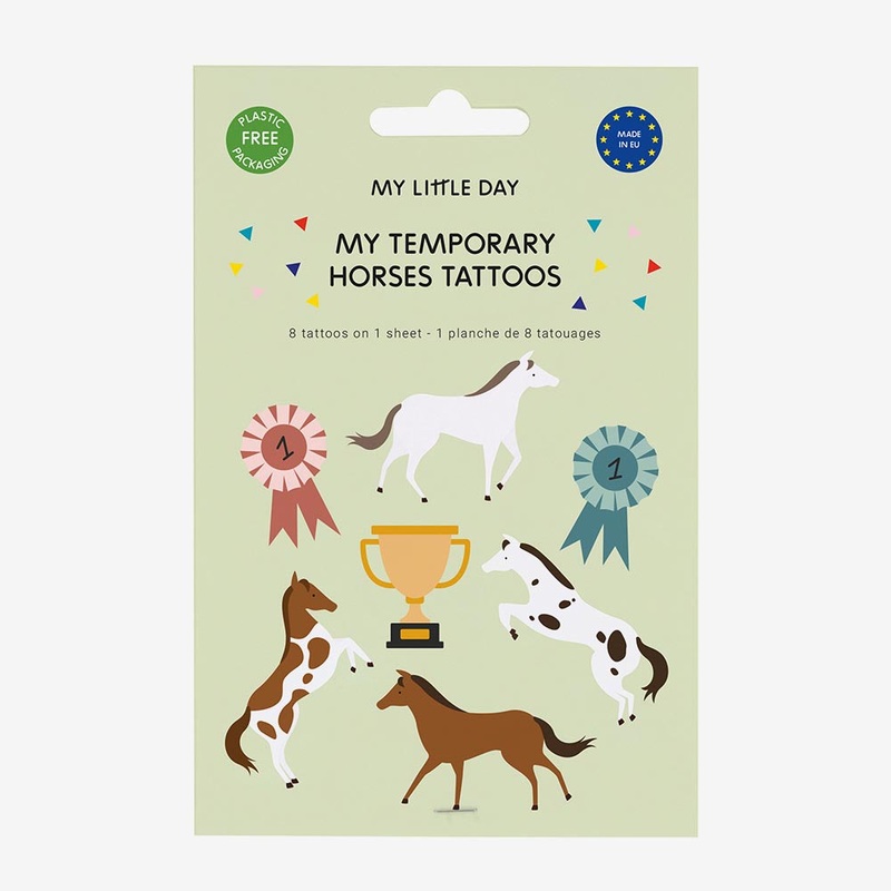 Tatouage ephemere : 1 planche de 8 tattoos cheval