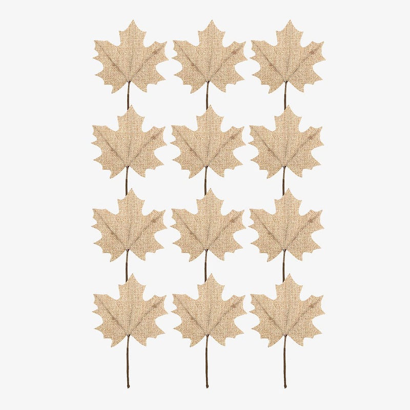 12 feuilles d'rable en tissu naturel