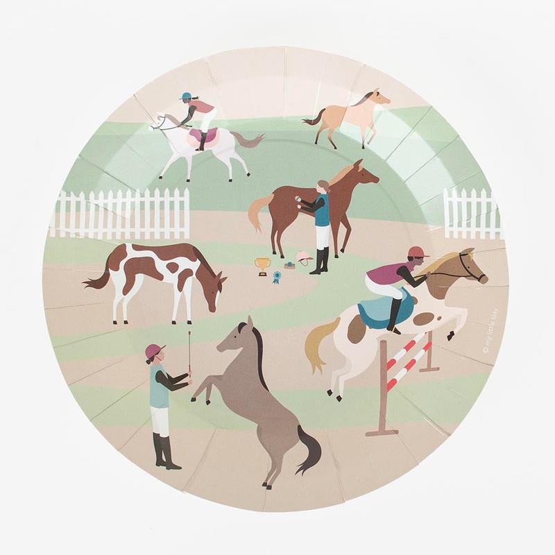Assiette en carton : 8 assiettes cheval