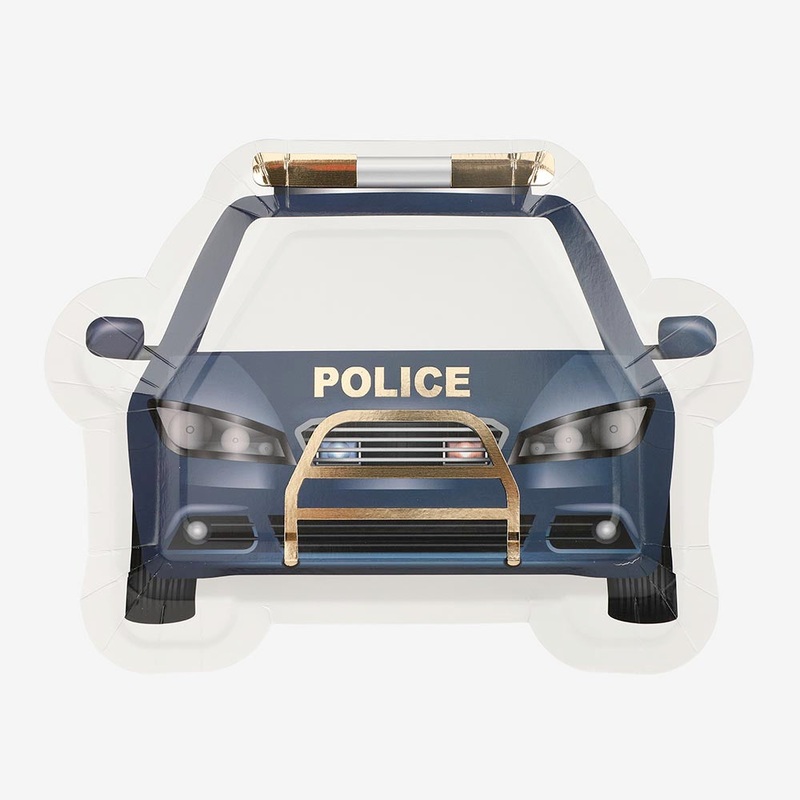 Assiette en carton : 8 assiettes police