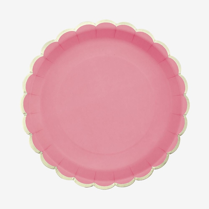 Assiette en carton : 8 assiettes rose non