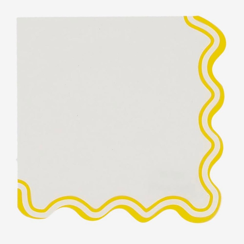 Serviettes en papier : 10 serviettes vagues jaunes