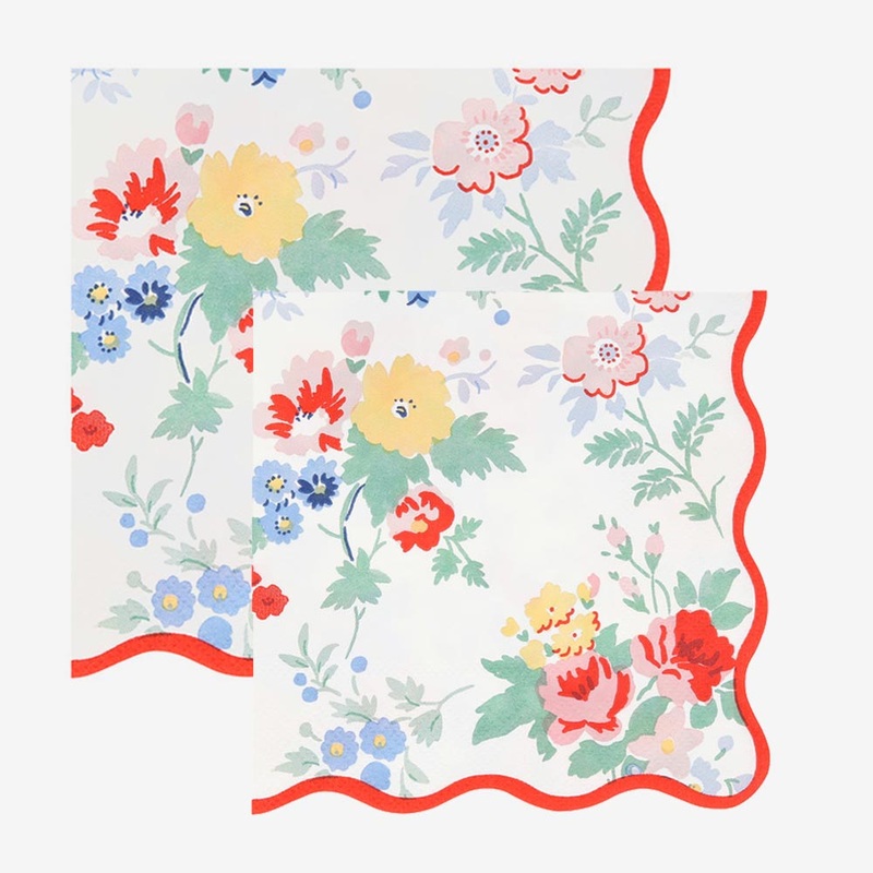 Serviettes en papier : 16 serviettes grosses fleurs