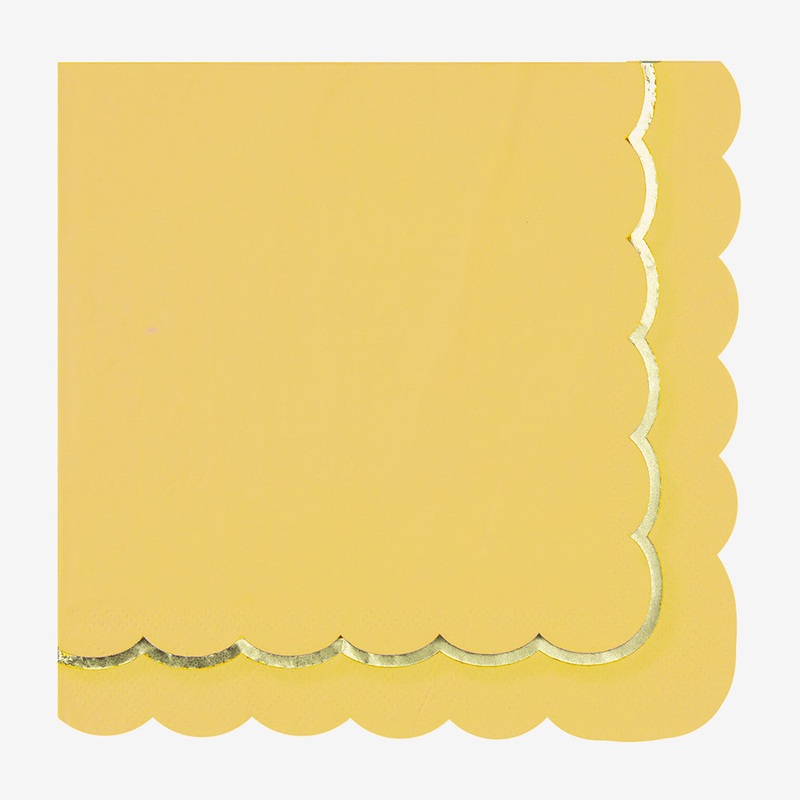Serviettes en papier : 16 serviettes jaunes