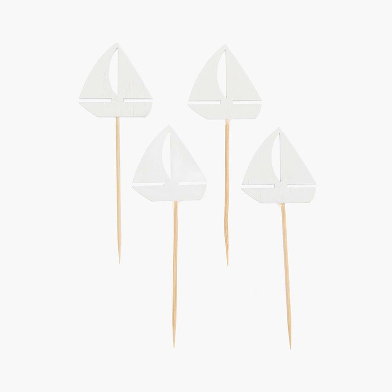 4 toppers bateau blanc en bois