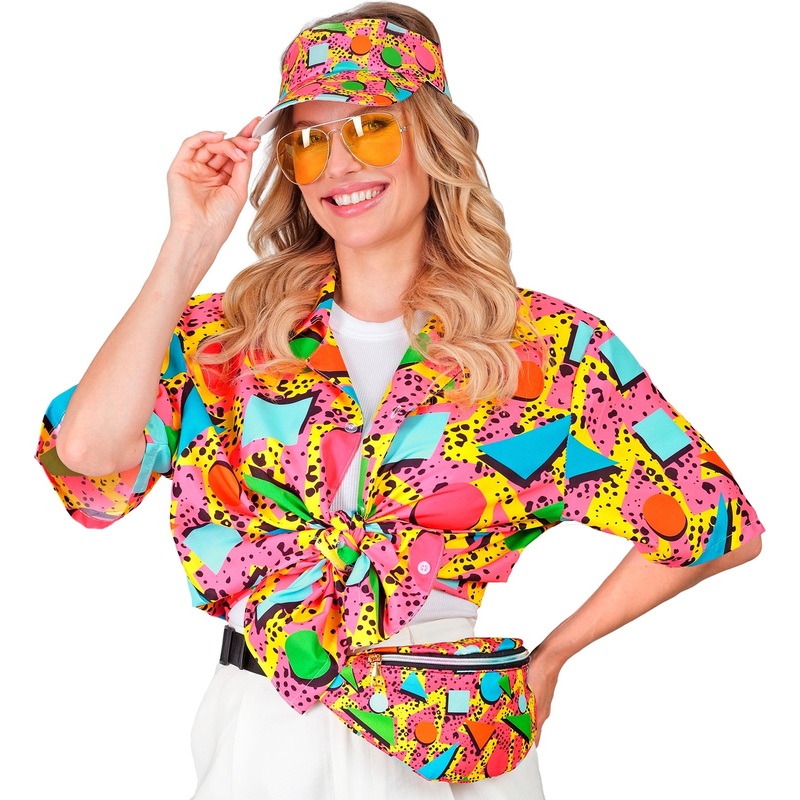 80's Funky Pink Fashion Visor & Bum Bag