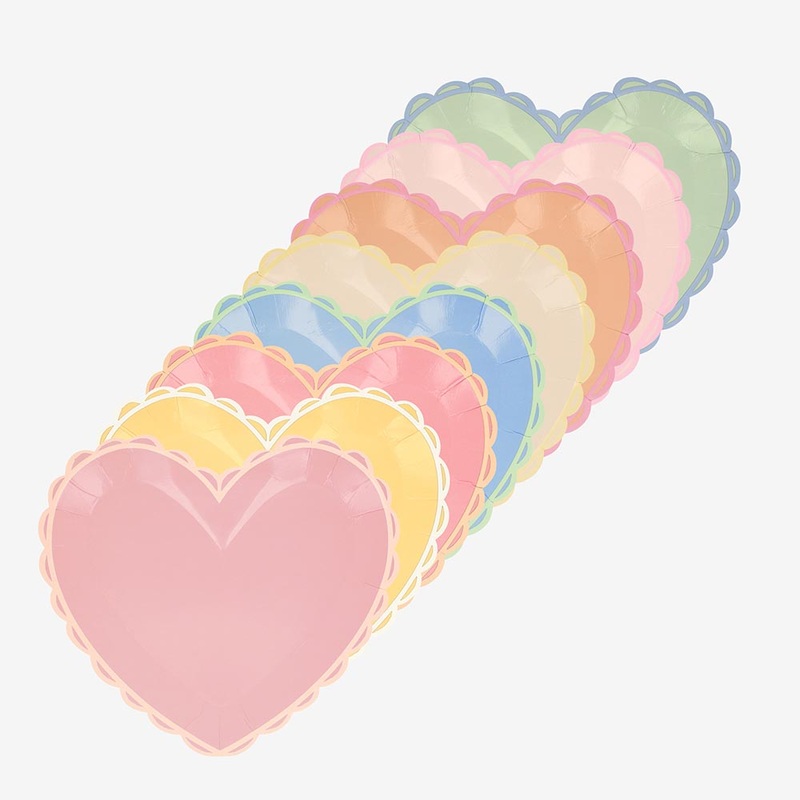 Assiette en carton : 8 assiettes curs pastel