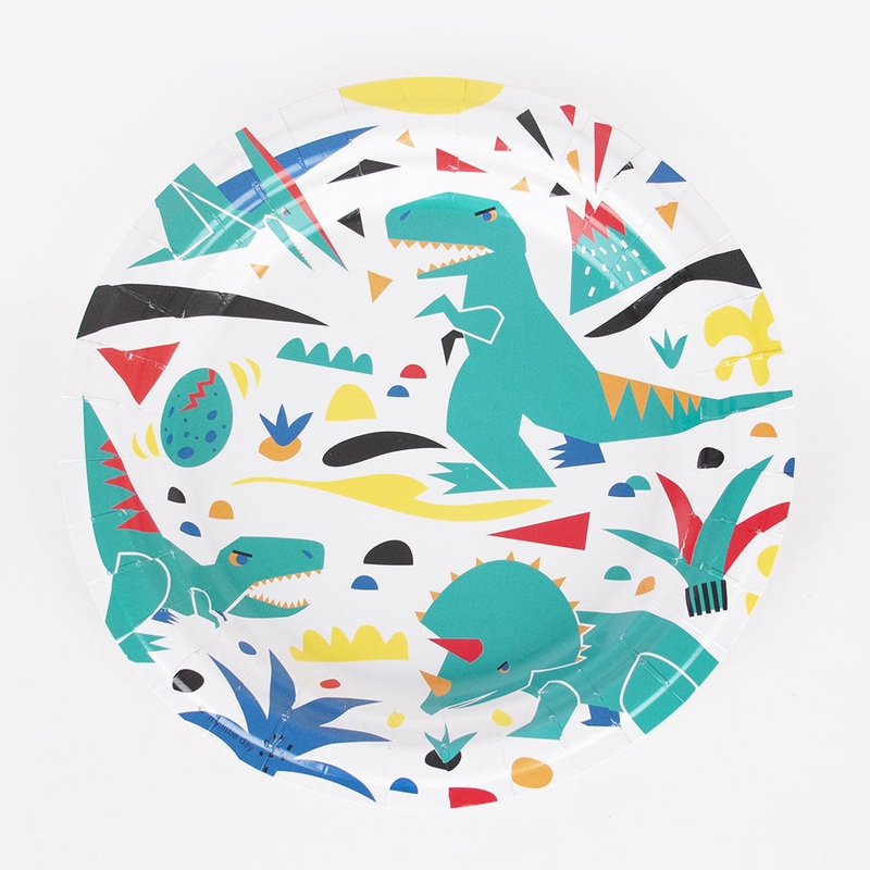 Assiette en carton : 8 assiettes dinosaure