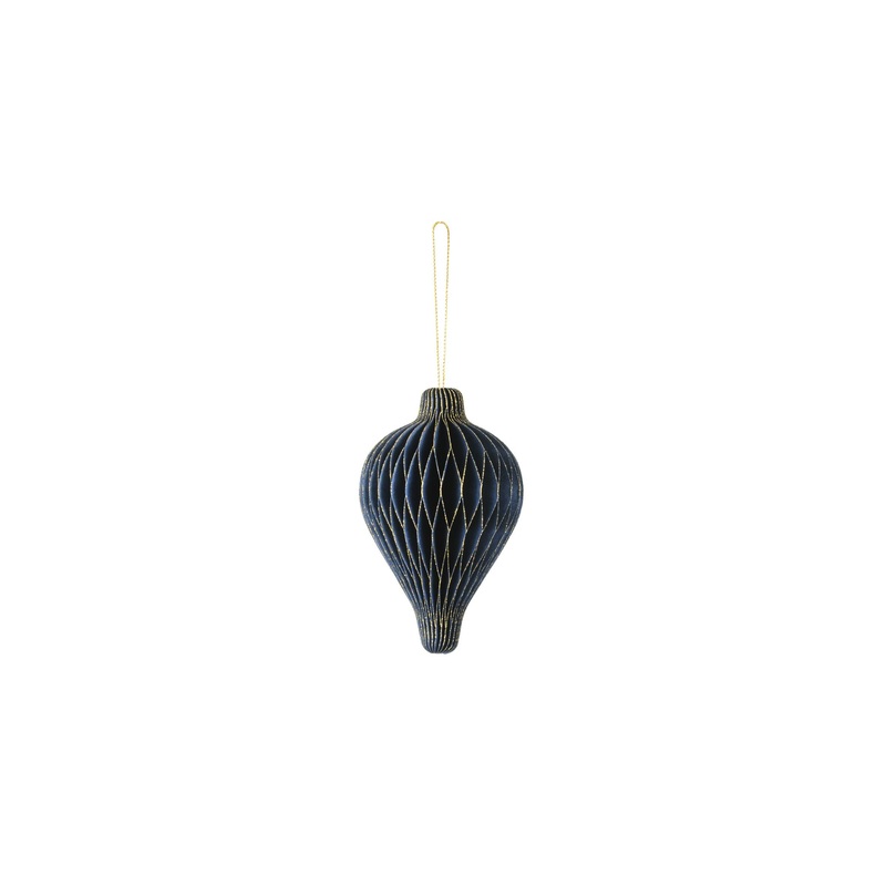 Paper Honeycomb Ornament Drop Navy Blue 8 X 12cm