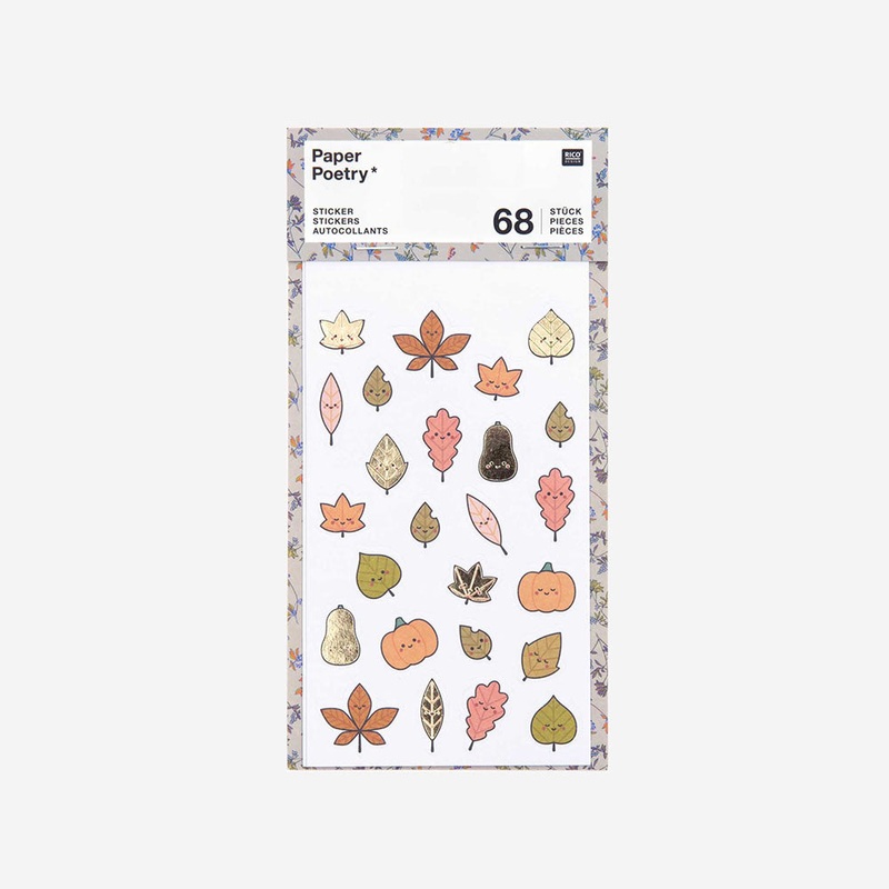 Stickers feuilles d'automne kawaii