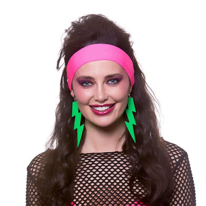 80's Lightening Neon Earrings Green