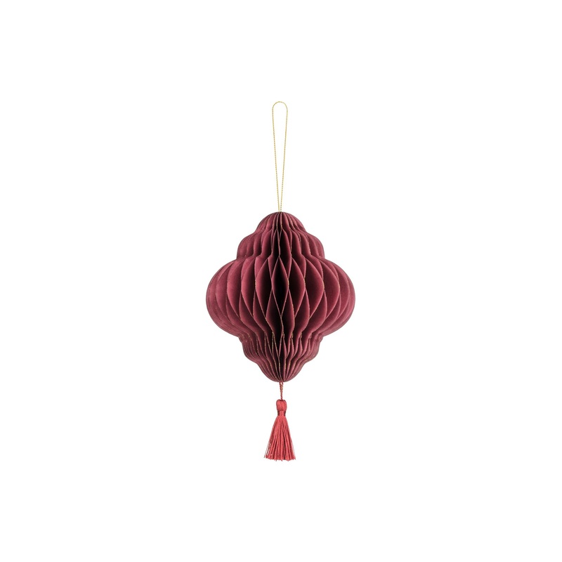 Paper Honeycomb Ornament Lantern Deep Red