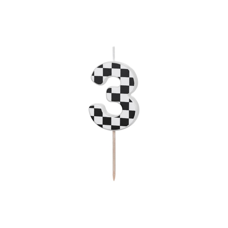 Race Car Flag Birthday Candles Number 3