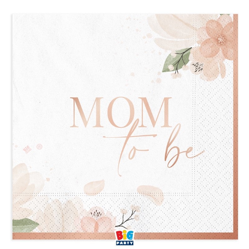 Rose Gold Mom to Be Napkins Pack of 16