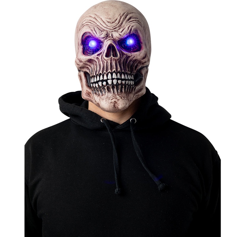 Skeleton Mask with Blue Light Up Eyes