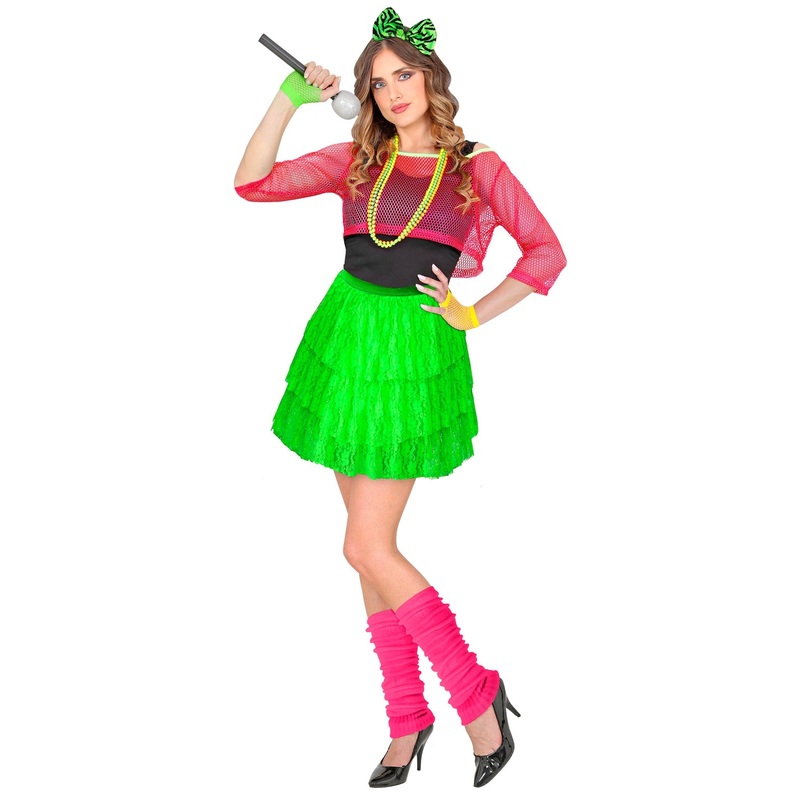 80's Neon Lace Rara Skirt Green
