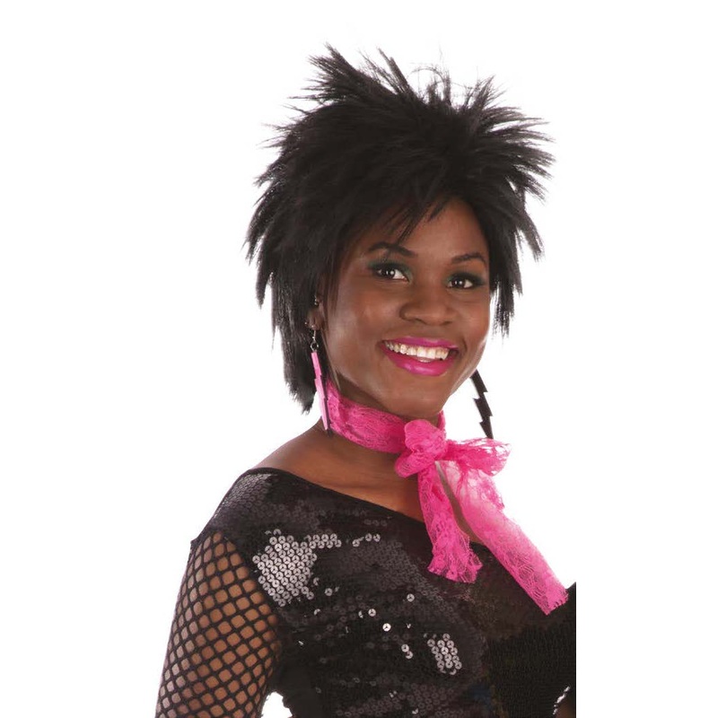 80's Neon Lace Scarf in Pink