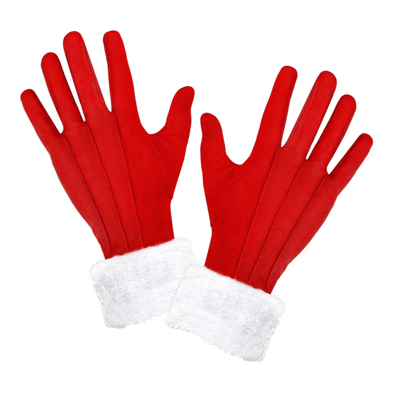 Santa Claus Gloves With Plush Trim