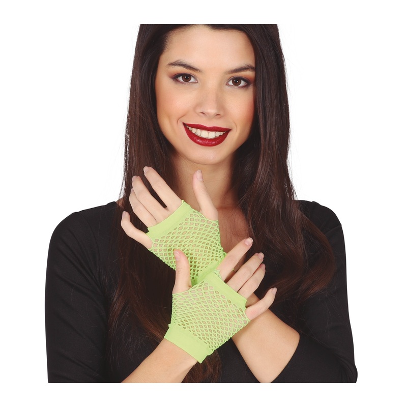 80's Neon Short Mesh Gloves Green