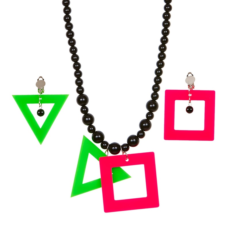 80s Neon Necklace and Earrings Set