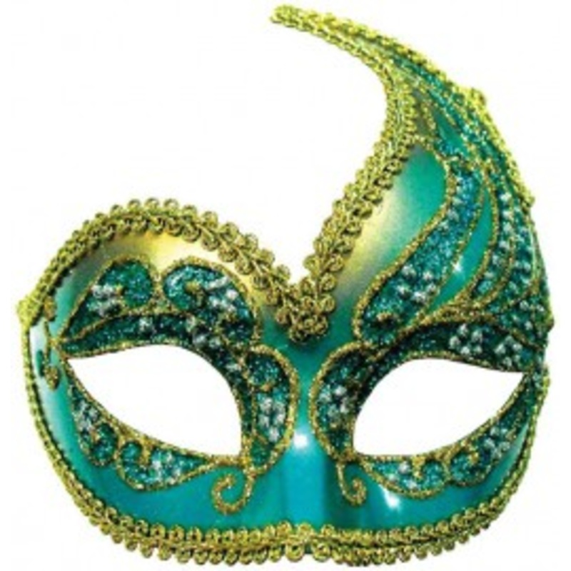 Turquoise And Gold Half Face Mask