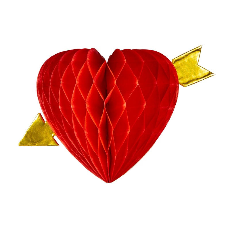 Honeycomb Heart with Gold Arrow Decoration