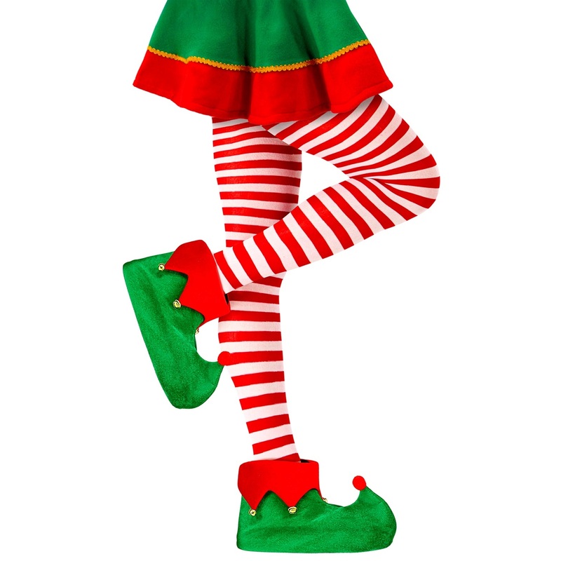 White and Red Striped Candy Cane Tights