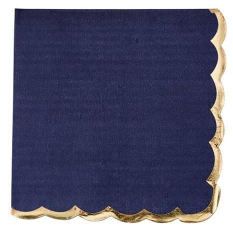 Navy and Blue Scalloped Party Napkins (16 Pack)