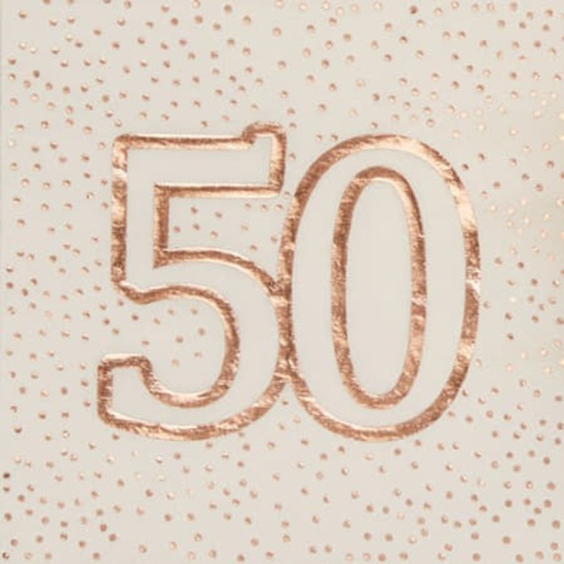 Rose Gold and White 50th Birthday Napkins