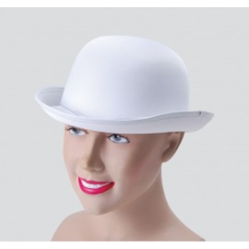 White Bowler Hat Satin Finish