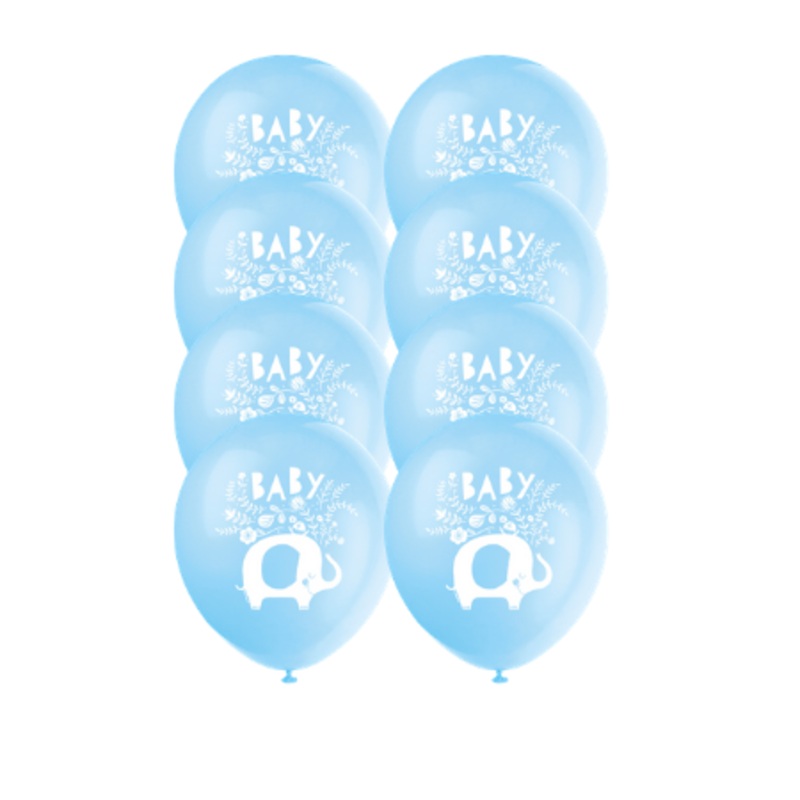 Baby Boy Floral Elephant Balloon Set (Helium Inflated for Collection)