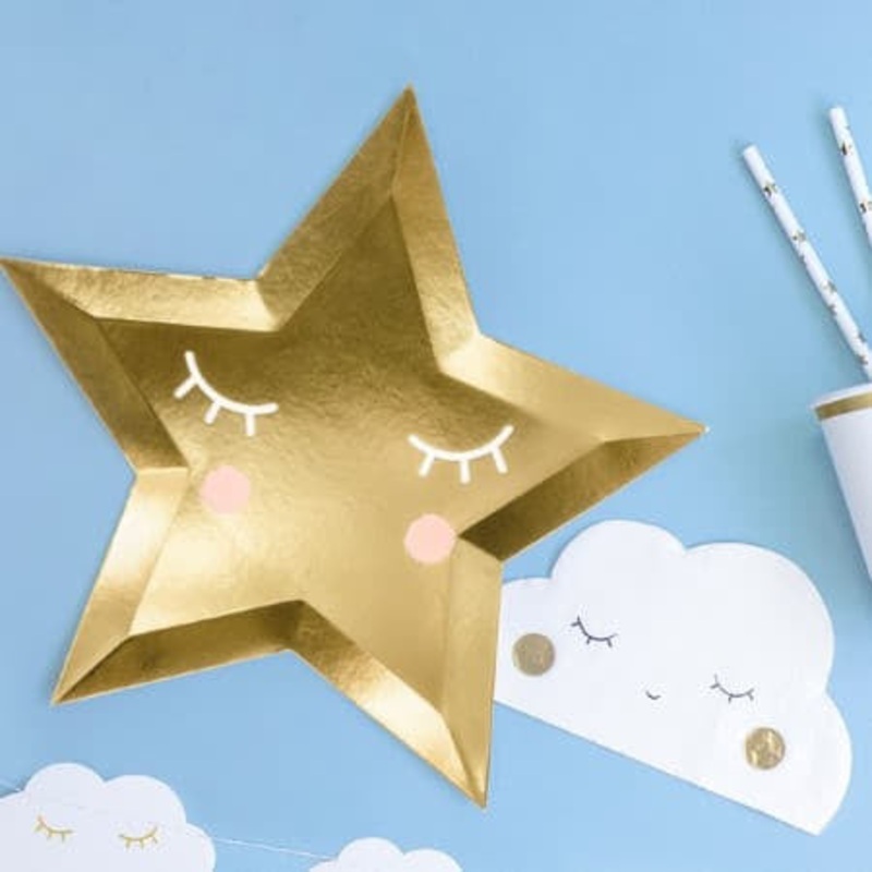 Cute Gold Star Plates (6 Pack)