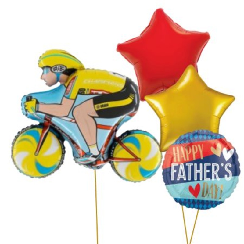 Cyclist Father's Day Balloon Bouquet (Helium Inflated for Collection)