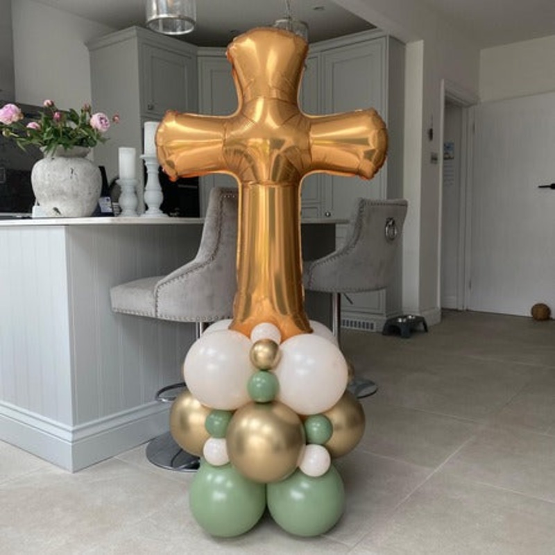 Gold Cross Balloon Column (Inflated for Collection)
