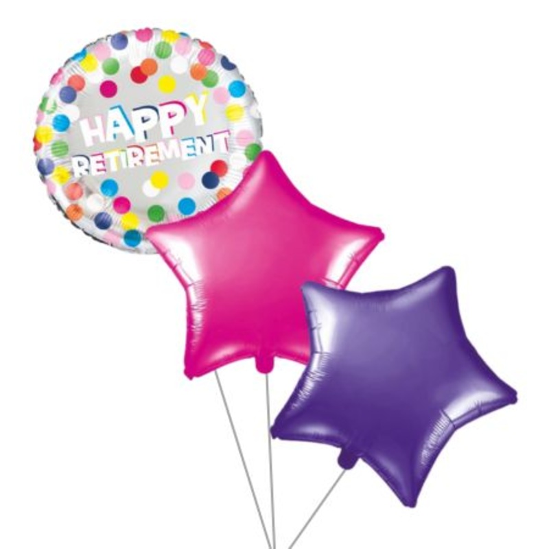 Happy Retirement Dots Helium Balloon Sets (Helium Inflated for Collection)