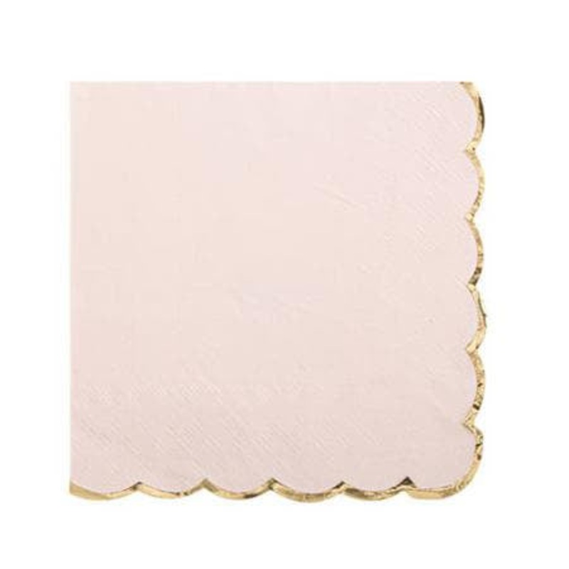Pink and Gold Scalloped Party Napkins (16 Pack)