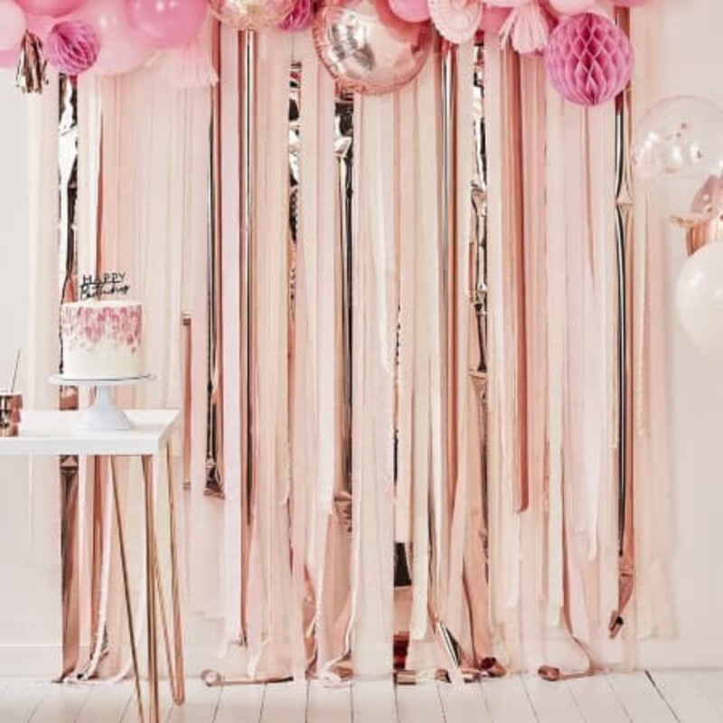 Pink and Rose Gold Streamer Backdrop Kit