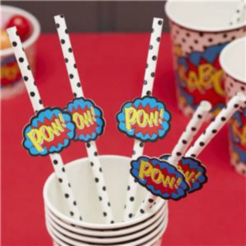 Pop Art Superhero Straws (20 Pack)
