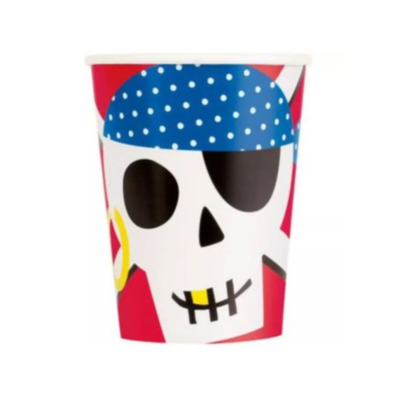 Red Ahoy Pirate Party Cups (8 Pack)