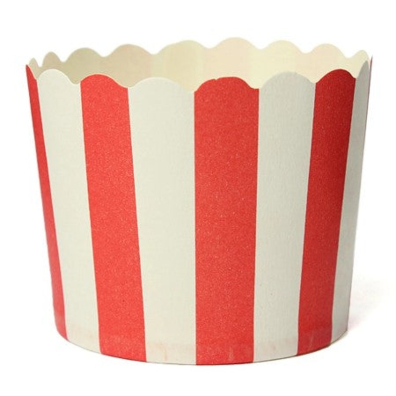 Red and White Striped Baking Cups