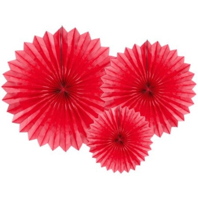 Red Rosette Fans (3 Pack)