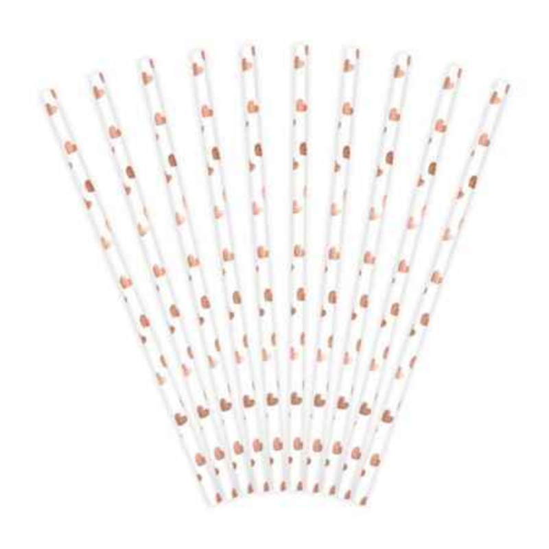 Rose Gold Heart Straws (10 Pack)