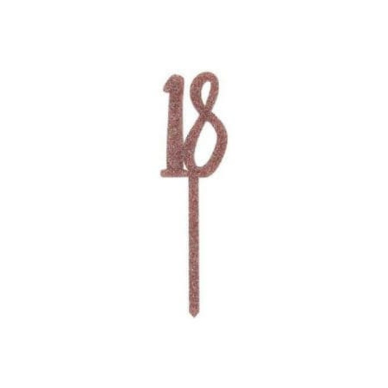 Rose Gold Sparkly Acrylic 18 Cake Topper