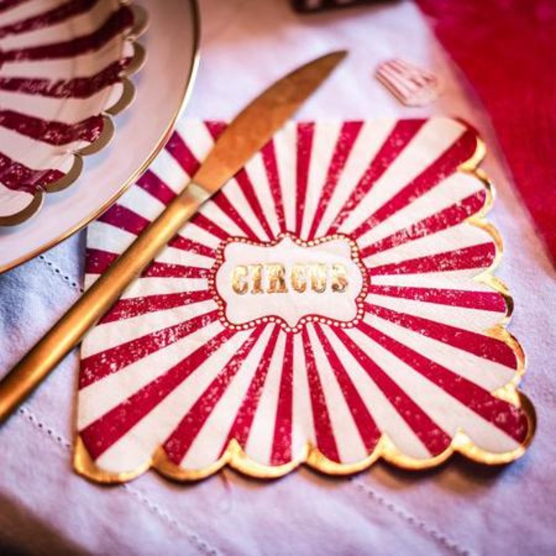 Vintage Striped Circus Party Napkins (16 Pack)
