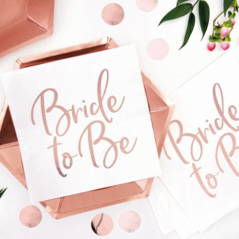 White and Rose Gold Bride to Be Napkins